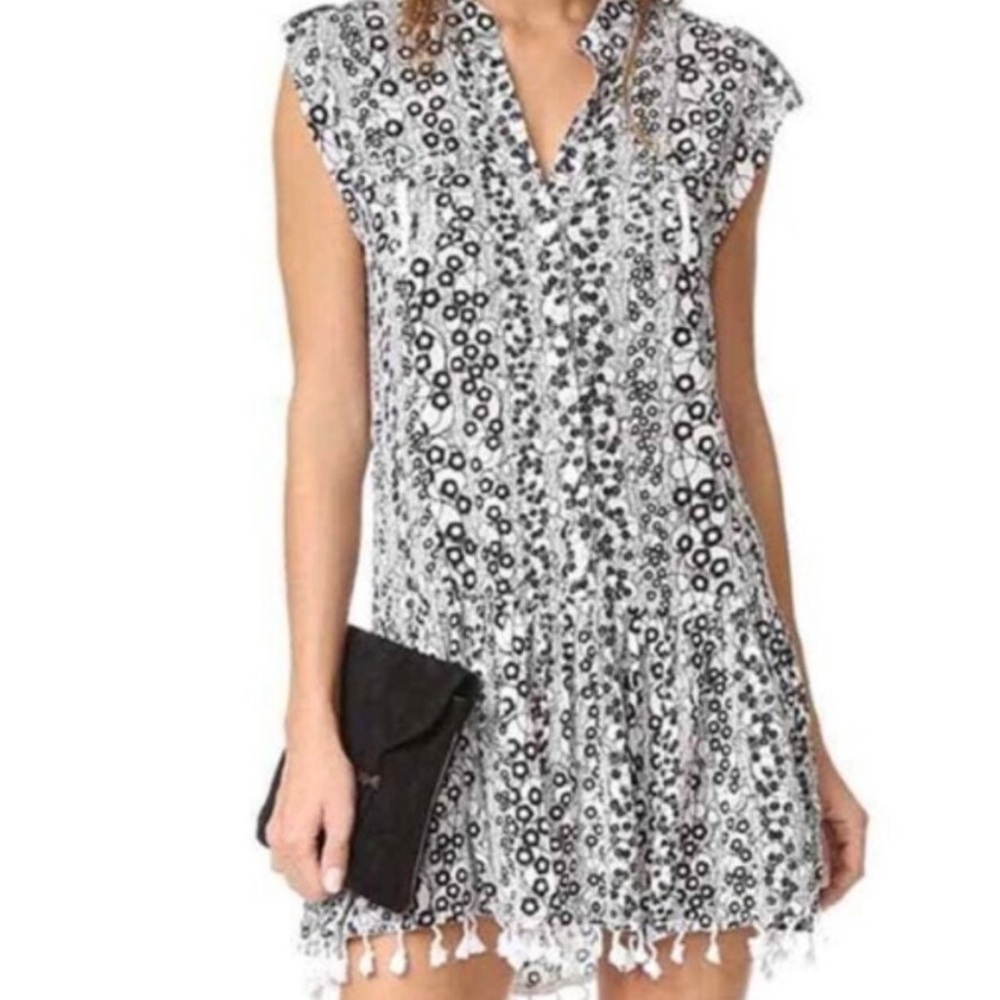 Poupette St. Barth Black and White Floral Tunic